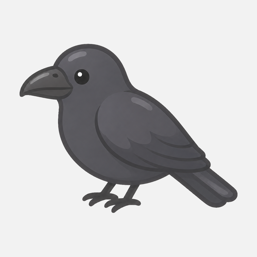 ハシブトガラスのシンプルなイラスト素材