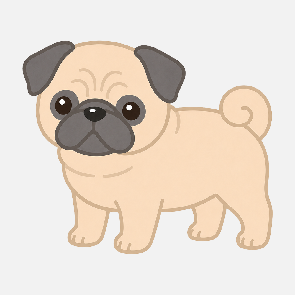 パグのシンプルなイラスト素材