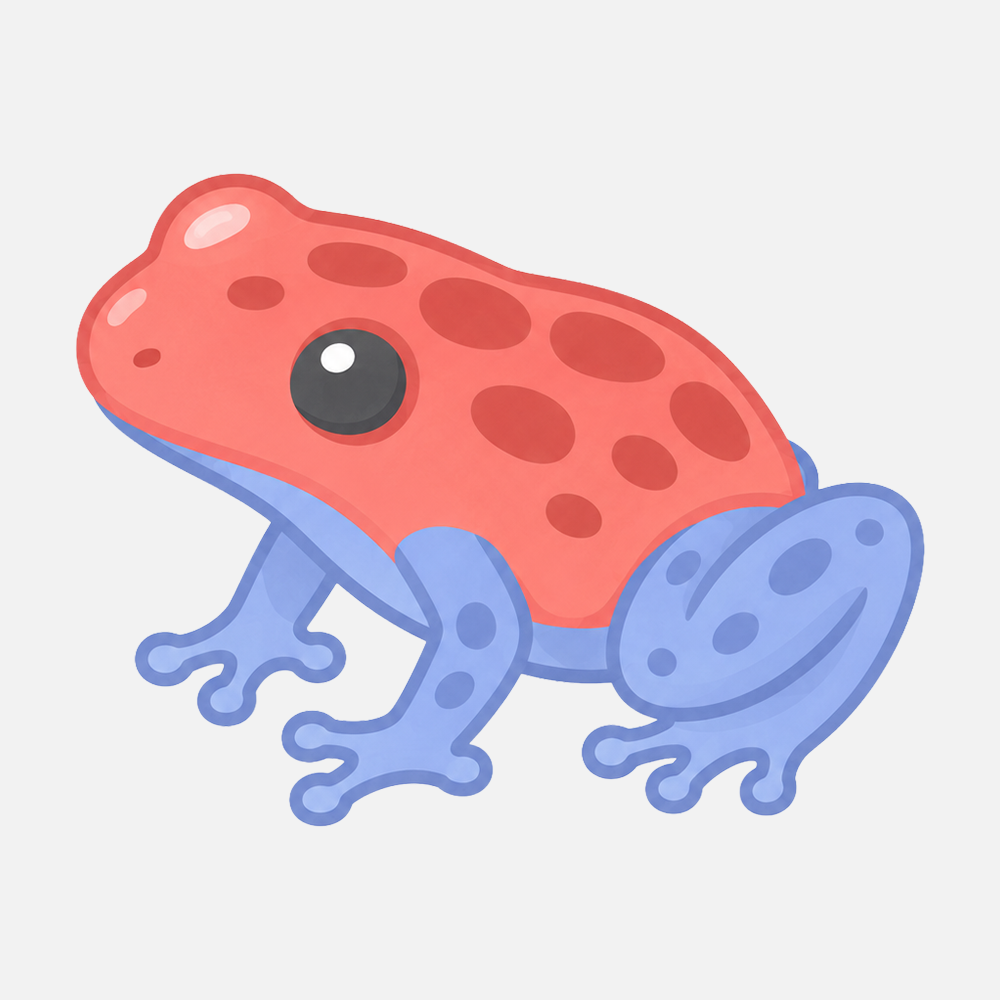 イチゴヤドクガエルのシンプルなイラスト素材